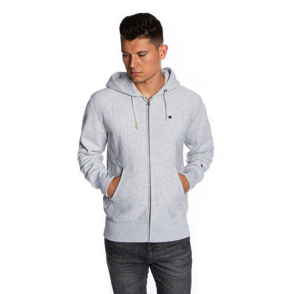 Bluza Champion Zip-Up Script Logo Reverse Weave Hoodie szara