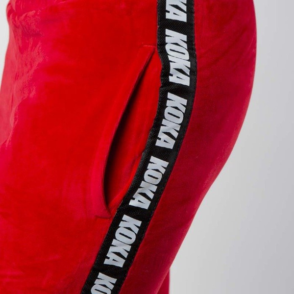 KOKA spodnie dresowe damskie Fake-Tape Velvet Pants red