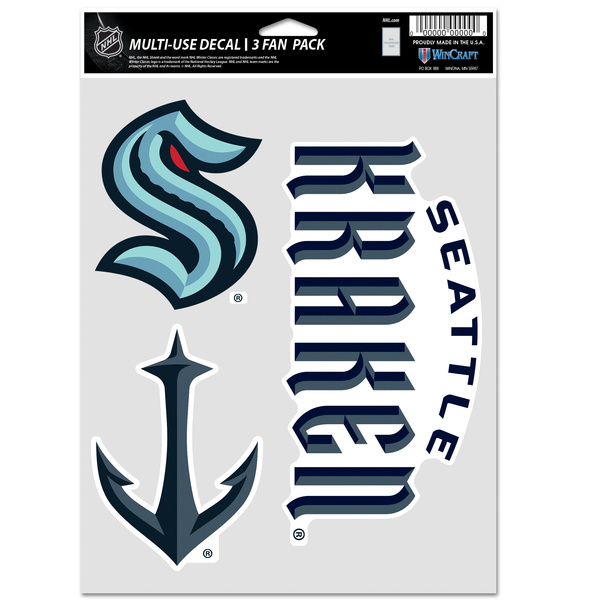 WinCraft NHL Multi Use 3 Fan Pack Decal Seattle Kraken