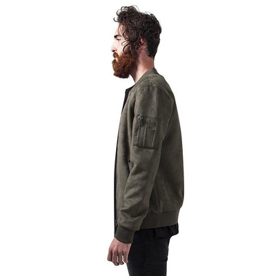 Urban Classics kurtka Imitation Suede Bomber Jacket olive