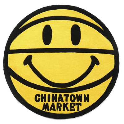 Chinatown Market Smiley Basketball Rug yellow