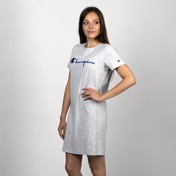 Champion sukienka Script Logo Midi T-shirt Dress grey heather