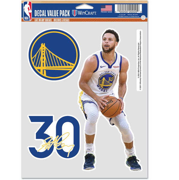 WinCraft NBA Multi Use 3 Fan Pack Decal Stephen Curry  Golden State Warriors