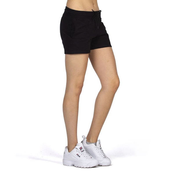 Spodenki damskie Champion C Logo Patch High Waist Cotton Terry Shorts black