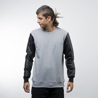 Urban Classics bluza Quilt Leather Imitation Sleeve Crewneck grey black (TB1110)