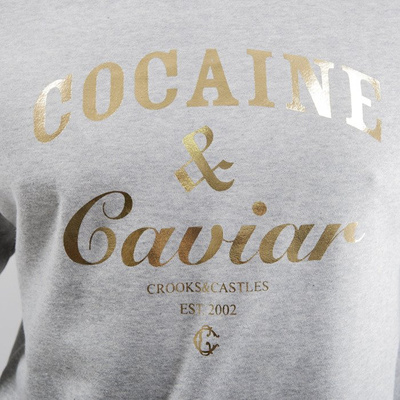 Crooks & Castles crewneck Cocaine & Caviar Foil heather grey / gold