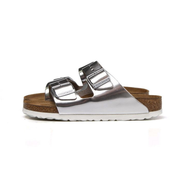 Klapki damskie Birkenstock Arizona BS Narrow Fit srebrne (1005961)