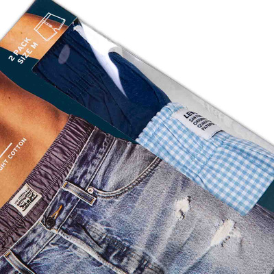 Bokserki Levi's 2-Pack Men Gingham Check Woven Boxer niebieskie