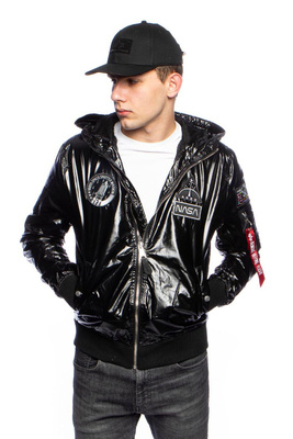 Kurtka Alpha Industries Bomber MA-1 LW Hooded NASA Jacket czarna