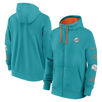 Bluza Nike Men's NFL Nike Cotton Full-Zip Fleece Hoodie Miami Dolphins Turbo Green/Brilliant Orange 