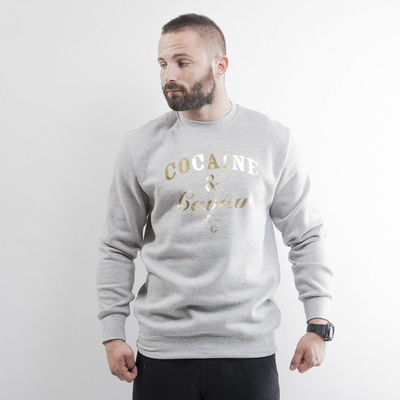 Crooks & Castles bluza crewneck Cocaine & Caviar Foil heather grey / gold