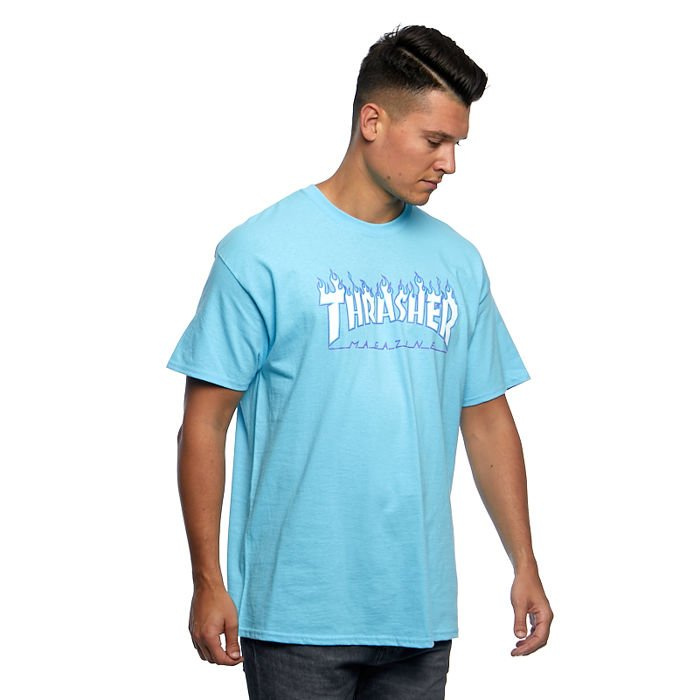 Thrasher Flame Sky Blue Thrasher Shirts Thrasher Flame Sky Blue