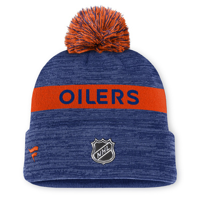 Czapka Fanatics Edmonton Oilers NHL Authentics Pro Rink Beanie Cuff With POM blue cobalt/darkorange