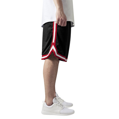 Szorty Urban Classics Stripes Mesh Shorts black / red / white