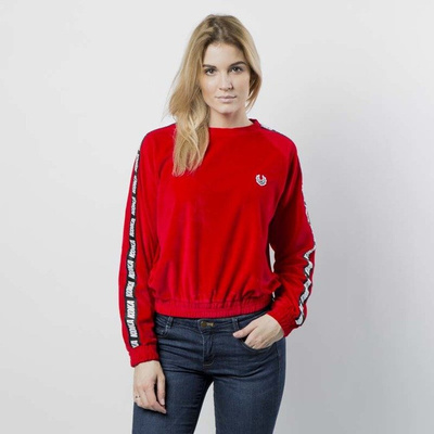 Women sweatshirt KOKA Fake-Tape Velvet Crewneck red