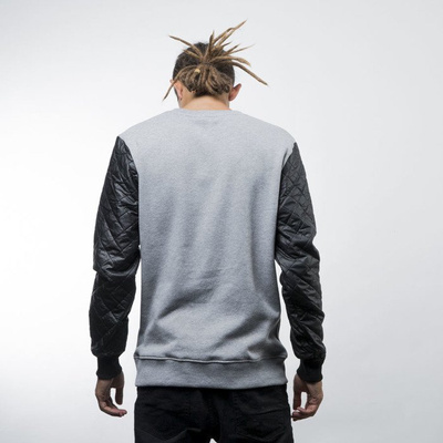 Urban Classics bluza Quilt Leather Imitation Sleeve Crewneck grey black (TB1110)