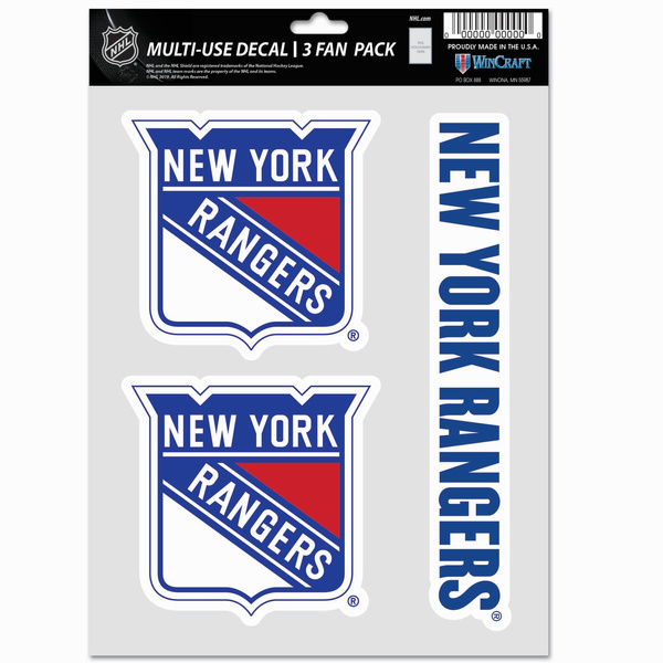 WinCraft NHL Multi Use 3 Fan Pack Decal New York Rangers