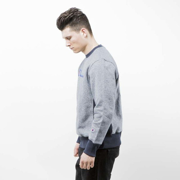 Champion bluza sweatshirt Reverse Weave Script Logo Crew navy marl 209979F16-8952