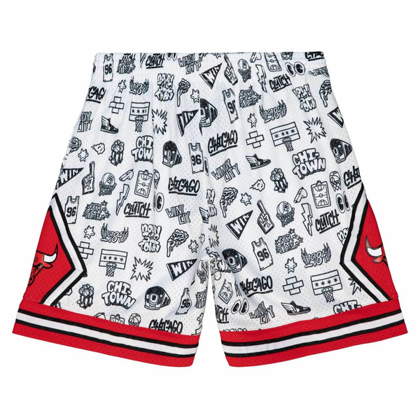 Szorty Mitchell & Ness Chicago Bulls Doodle Swingman Shorts białe