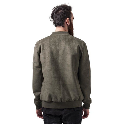 Urban Classics jacket Imitation Suede Bomber Jacket olive