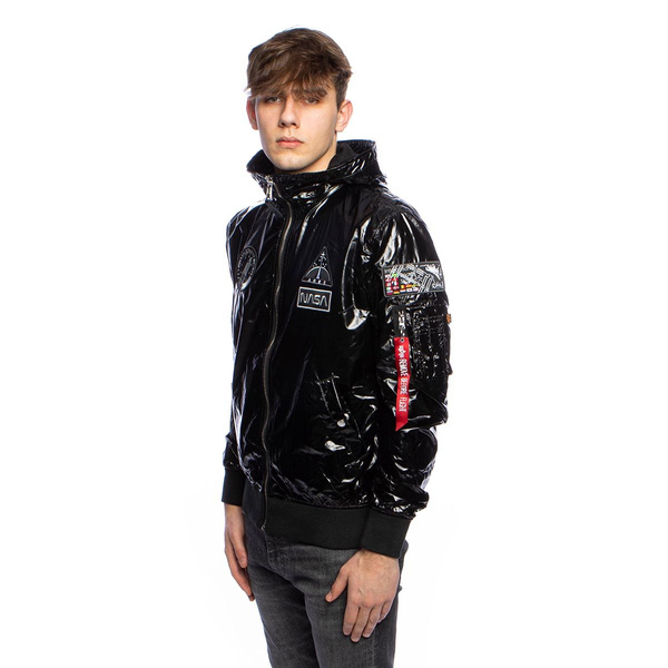 Kurtka Alpha Industries Bomber MA-1 LW Hooded NASA Jacket czarna