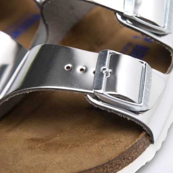 Klapki damskie Birkenstock Arizona BS Narrow Fit srebrne (1005961)