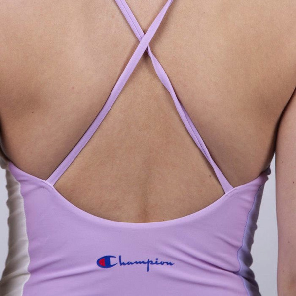 Kostium kąpielowy Champion Colour Block Cross Back Swimsuit violet