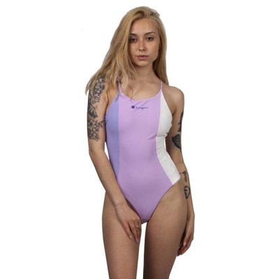 Kostium kąpielowy Champion Colour Block Cross Back Swimsuit violet
