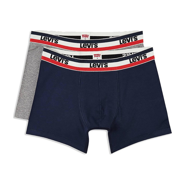 Bokserki Levi's 2-Pack Men Sportswear Logo Box Boxer Brief granatowe