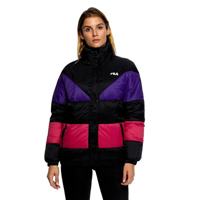 Damska Kurtka zimowa FIla Women Reilly Puff Jacket black-tillandsia-purple-pink yarrow