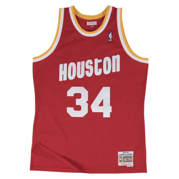 Mitchell & Ness Houston Rockets #34 Hakeem Olajuwon red/white Swingman Jersey