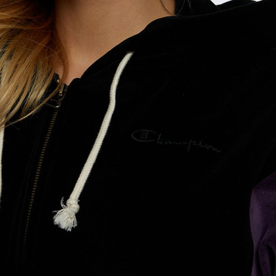 Champion WMNS Sweatshirt Zip-Up Velour Colour Block Hoodie black
