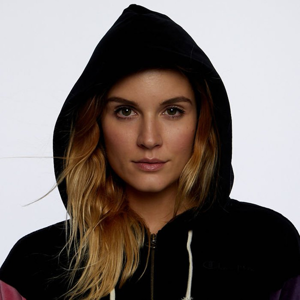 Bluza damska Champion Zip-Up Velour Colour Block Hoodie black