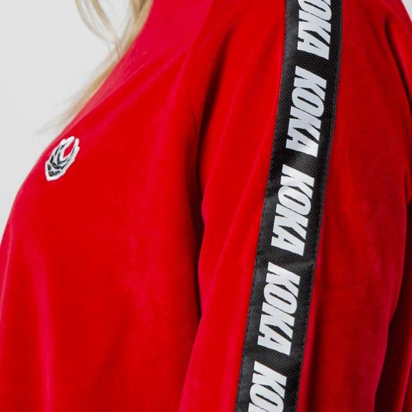 KOKA bluza damska Fake-Tape Velvet Crewneck red