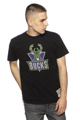 Koszulka Mitchell & Ness Milwaukee Bucks czarna Worn Logo/Wormark Tee
