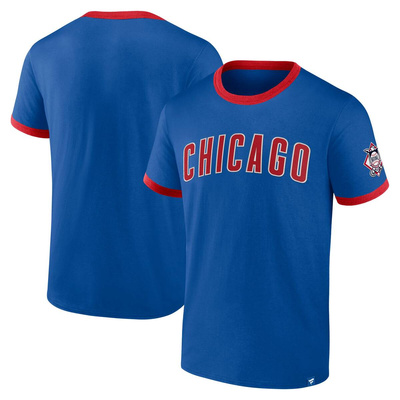 Koszulka Fanatics Fundamental SS Biblend Ringer Tee Chicago Cubs deep royal/athletic red