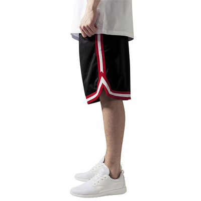 Szorty Urban Classics Stripes Mesh Shorts black / red / white