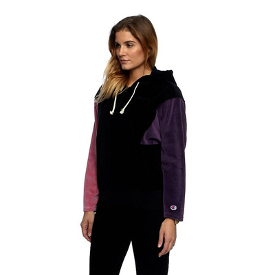 Champion WMNS Sweatshirt Zip-Up Velour Colour Block Hoodie black