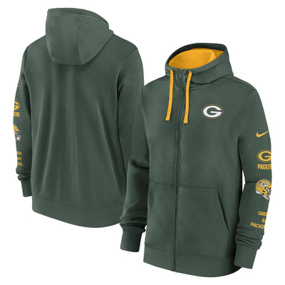 Bluza Nike Men's NFLGreen Bay Packers Nike Cotton Full-Zip Fleece Hoodie Fir/University Gold 