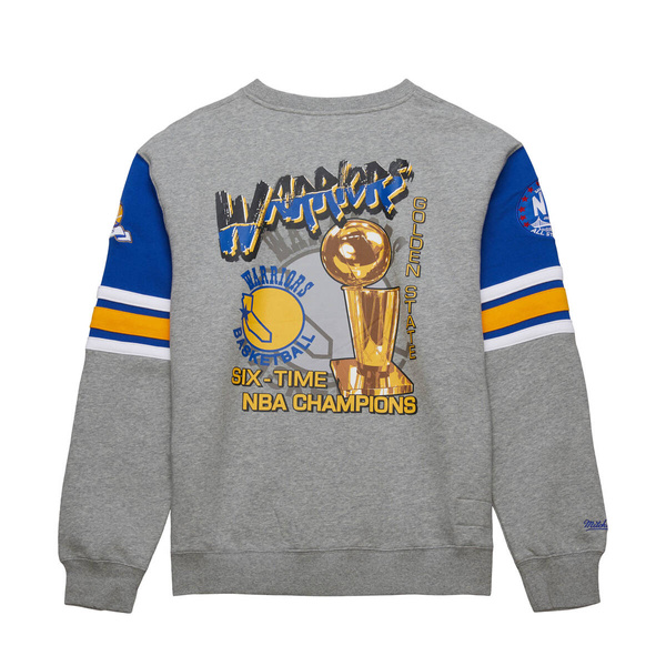 Bluza Mitchell & Ness NBA Allover Crew 4.0 Vintage Logo Golred State Warriors grey heather