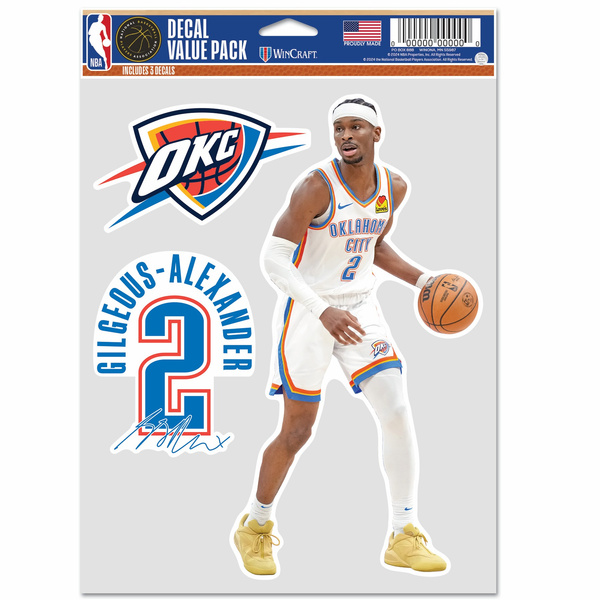 Naklejka WinCraft NBA Multi Use 3 Fan Pack Decal Shai Gilgeous-Alexander Oklahoma City Thunder