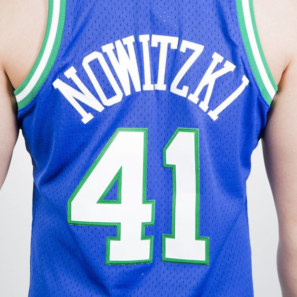 Mitchell & Ness Dallas Mavericks #41 Dirk Nowitzki blue / green Swingman Jersey