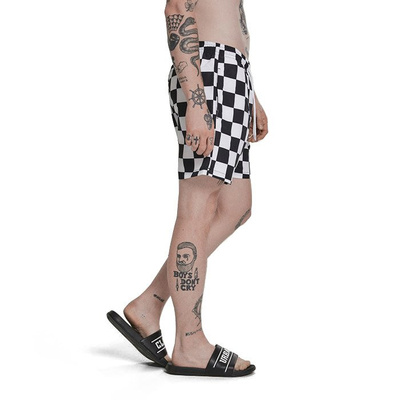 Urban Classics Check Swim Shorts black / white