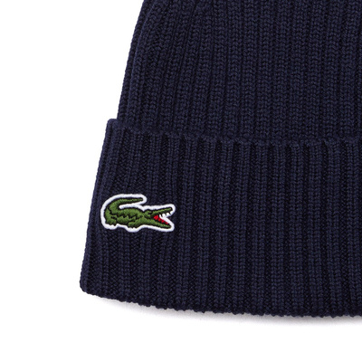 Lacoste Men's Ribbed Wool Beanie navy