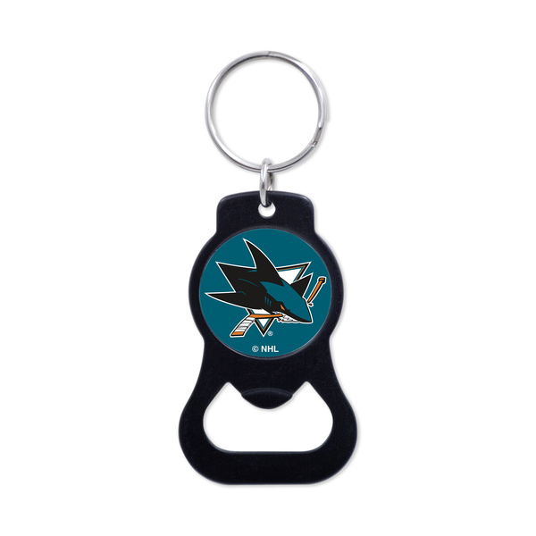WinCraft NHL Black Bottle Opener Key Ring San Jose Sharks