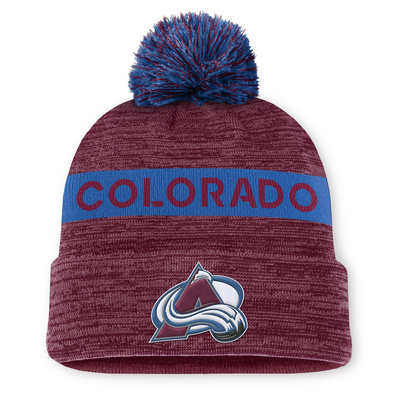Czapka Fanatics Colorado Avalanche NHL Authentics Pro Rink Beanie Cuff With POM dark garnet/aviator blue