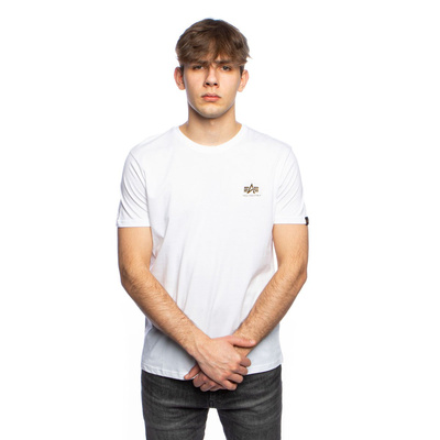 Alpha Industries Basic Small Logo Foil Print T-shirt white/yellow gold
