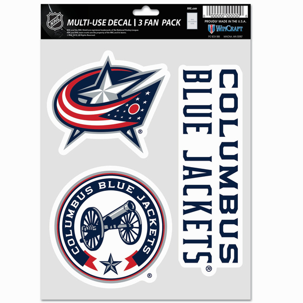 Naklejka WinCraft NHL Multi Use 3 Fan Pack Decal Columbus Blue Jackets