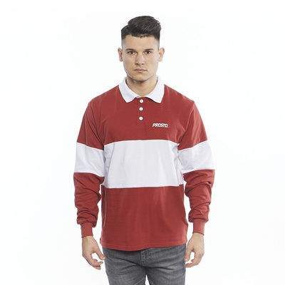 Prosto Klasyk Longsleeve Polo Malle bordo/white