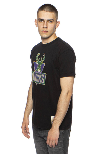 Koszulka Mitchell & Ness Milwaukee Bucks czarna Worn Logo/Wormark Tee
